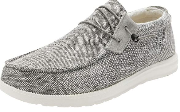 Hey Dude shoes dupe by Bruno Marc Men's Linen Canvas Stretch Loafer Shoes in light gray