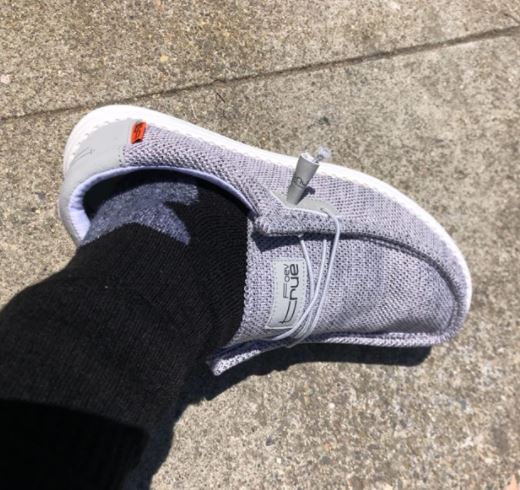 Hey Dude shoes dupe by FOEVTRUE on Amazon in light gray and light grey as the Wally Woven Sox Stretch shoe