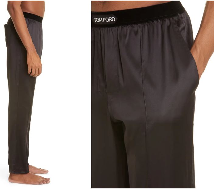 Dark Brown Silk Pajama Pants for Men with Elastic Waist in Dark Brown